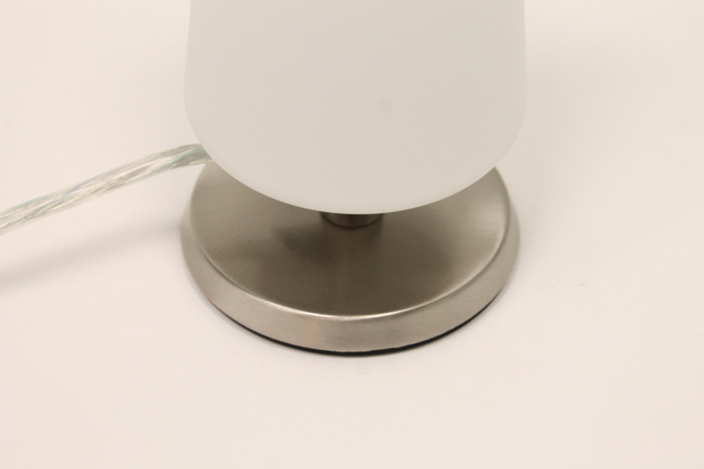 Tafellamp staal met wit glas | Touchdimmer