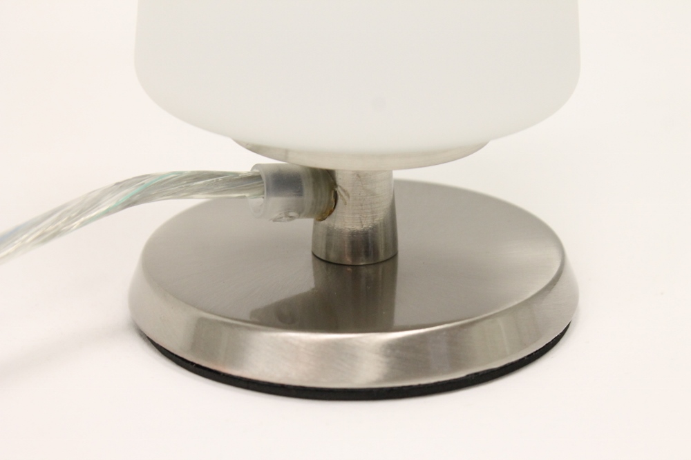 Tafellamp staal met wit glas | Touchdimmer