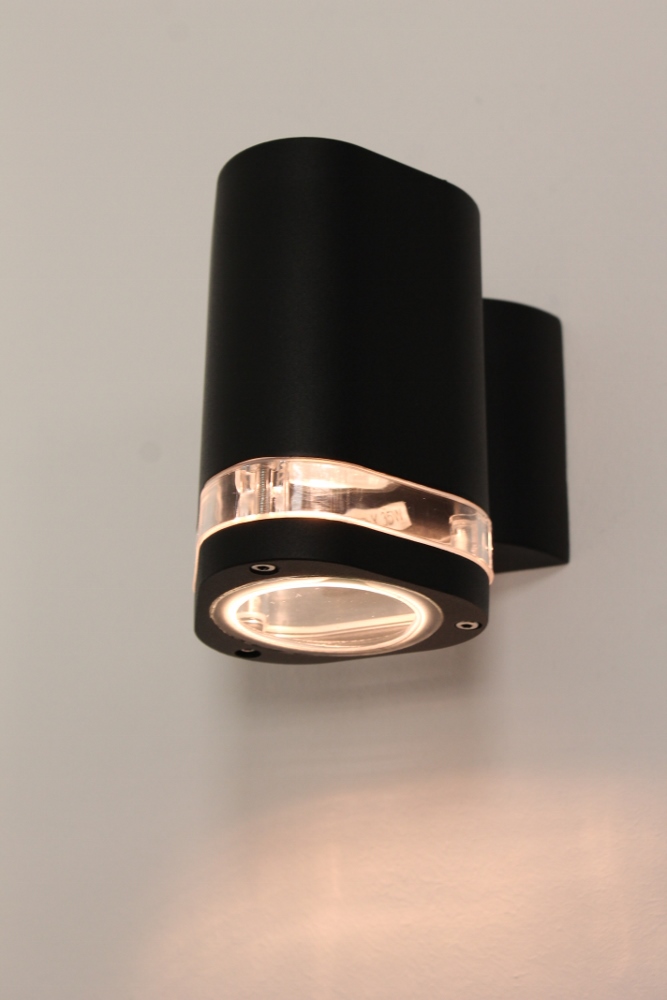 Buitenlamp / Wandlamp Rigina met onderverlichting | Zwart