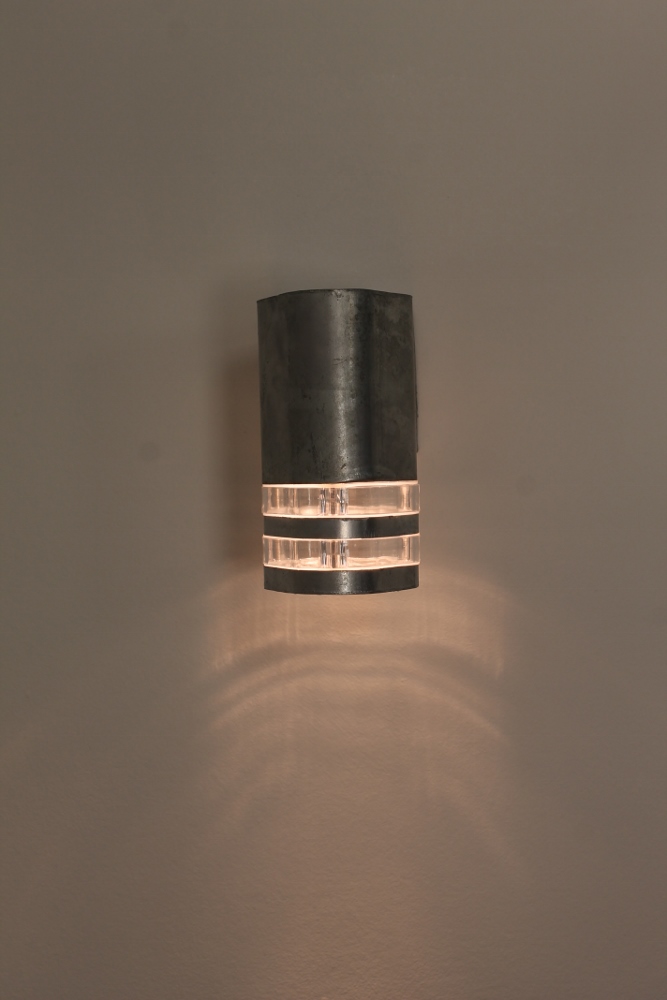 Buitenlamp / Wandlamp Rigina met onderverlichting | Staal dubbel