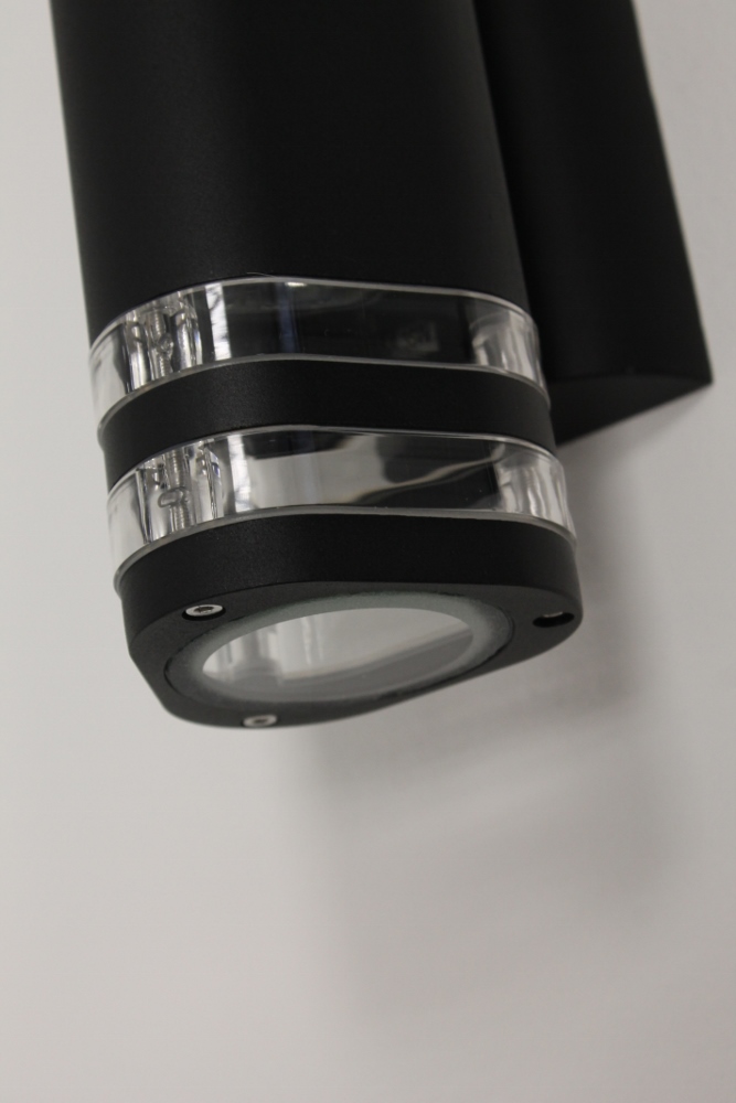 Buitenlamp / Wandlamp Rigina met boven- en onderverlichting | Zwart dubbel
