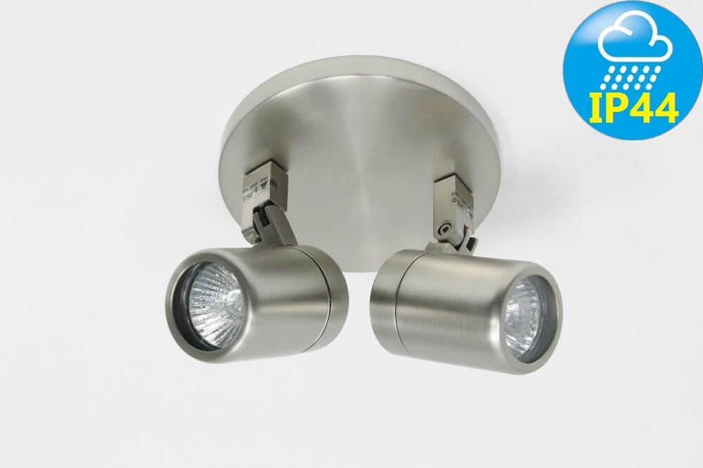 Kantelbare 2-lichts opbouwspot rond DOCCIA IP44 | Staal