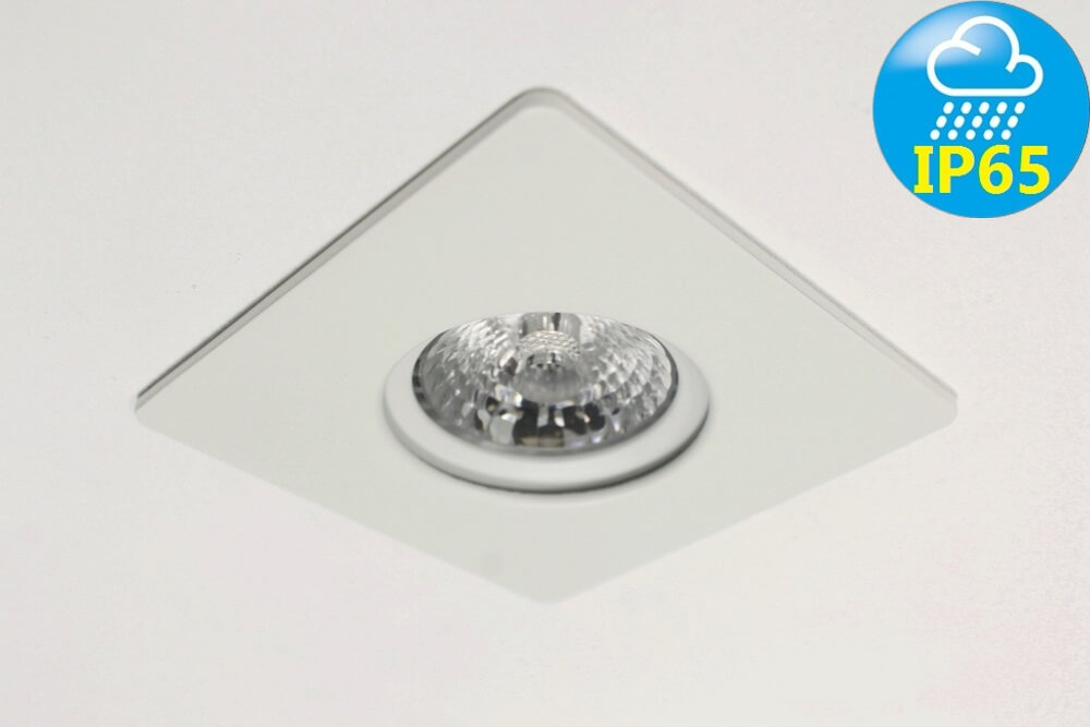 Witte waterdichte inbouwspot RAIN vierkant | IP65 9,0 cm