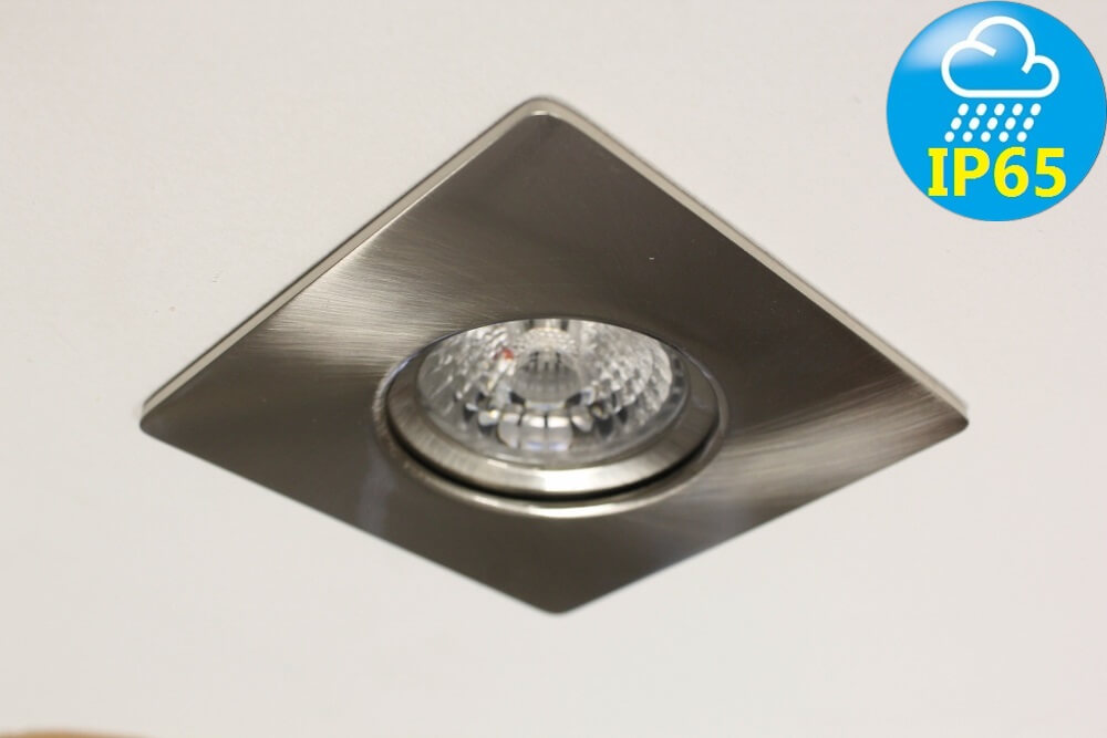 Staalkleurige waterdichte inbouwspot RAIN vierkant | IP65 9,0 cm