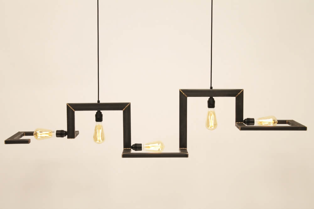 Hanglamp TORTONA zwart staal | met koperen lassen