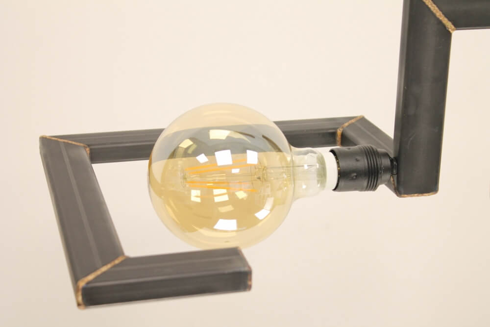 Hanglamp TORTONA zwart staal | met koperen lassen