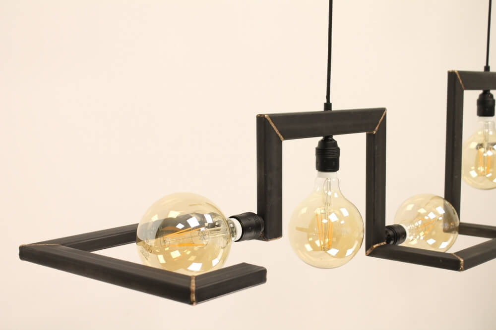 Hanglamp TORTONA zwart staal | met koperen lassen