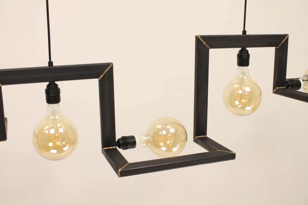 Hanglamp TORTONA zwart staal | met koperen lassen