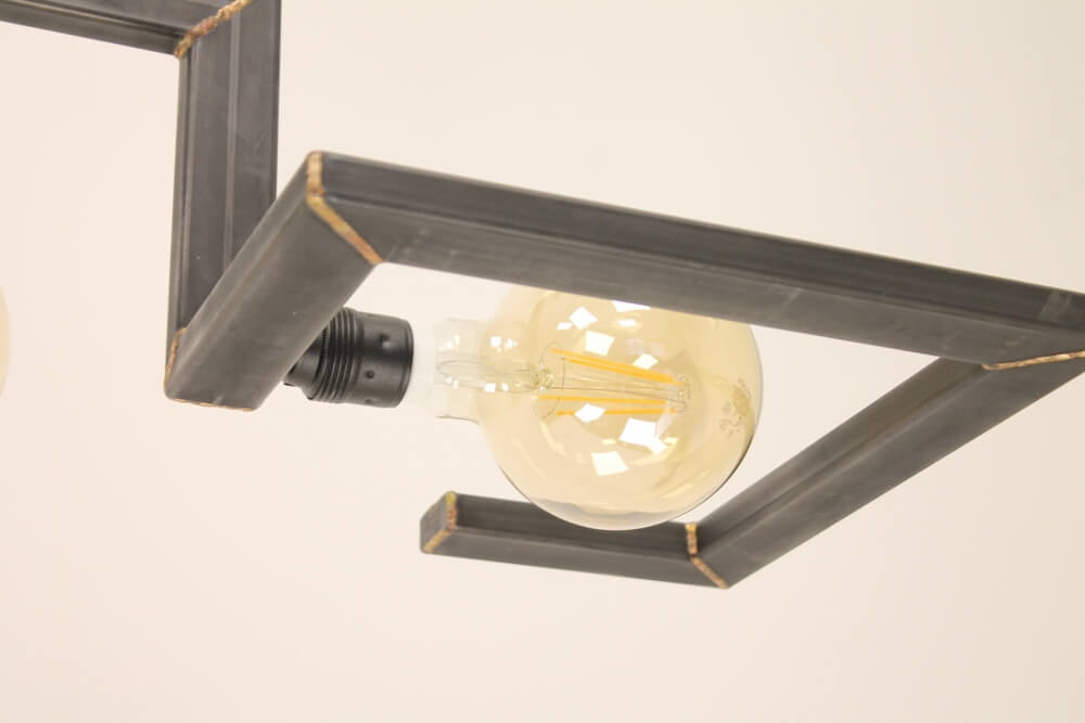Hanglamp TORTONA zwart staal | met koperen lassen