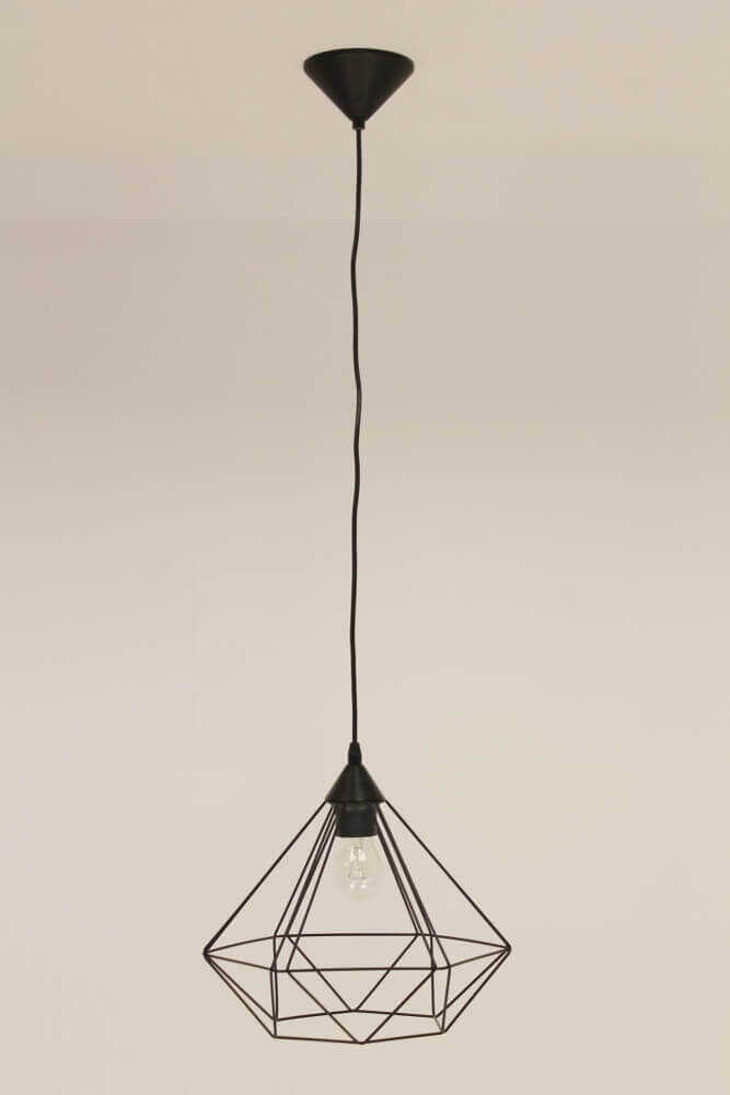 Vintage hanglamp LURDES | Zwart groot 32,5 cm