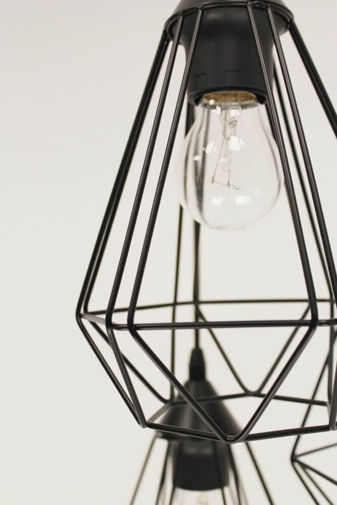 Vintage hanglamp LURDES | zwart 3-lichts