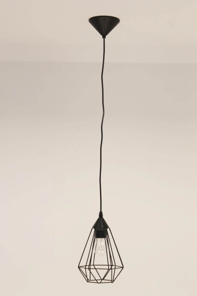 Vintage hanglamp LURDES | Zwart klein 17 cm