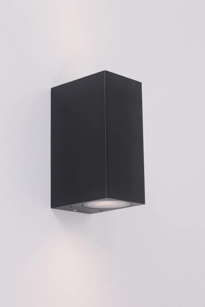 Buitenlamp / Wandlamp ZORA LED 2-lichts vierkant | Zwart