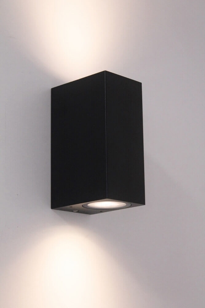 Buitenlamp / Wandlamp ZORA LED 2-lichts vierkant | Zwart