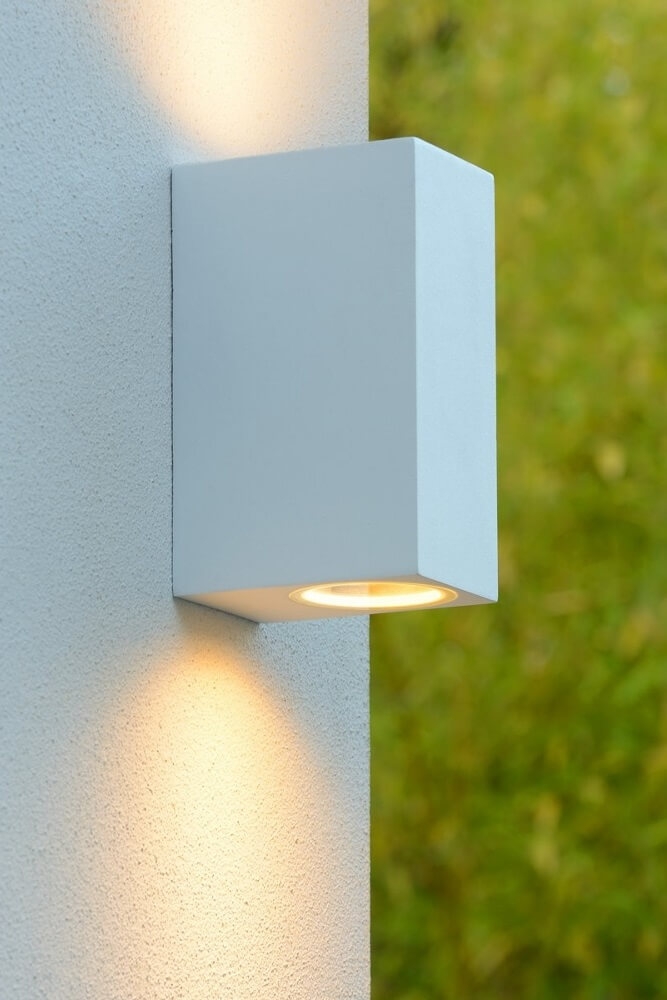 Buitenlamp / Wandlamp ZORA LED 2-lichts vierkant | Wit