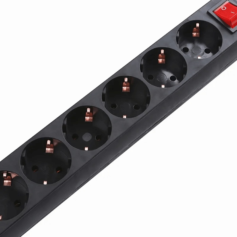 Tafelcontactdoos 6-voudig | 1,5 meter snoer | met kinderbeveiliging en schakelaar | Zwart