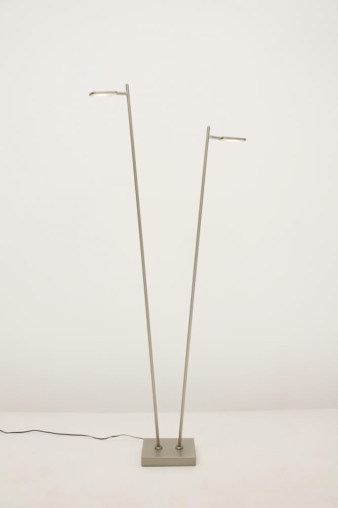 Strakke LED leeslamp PLATE DOUBLE met pulsdimmer | Staal