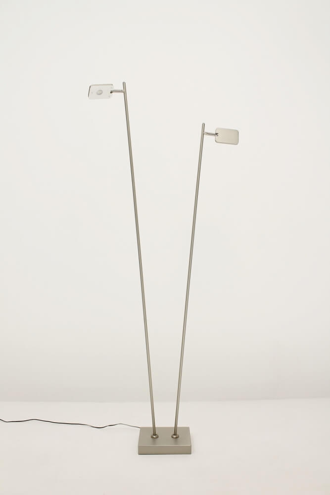 Strakke LED leeslamp PLATE DOUBLE met pulsdimmer | Staal