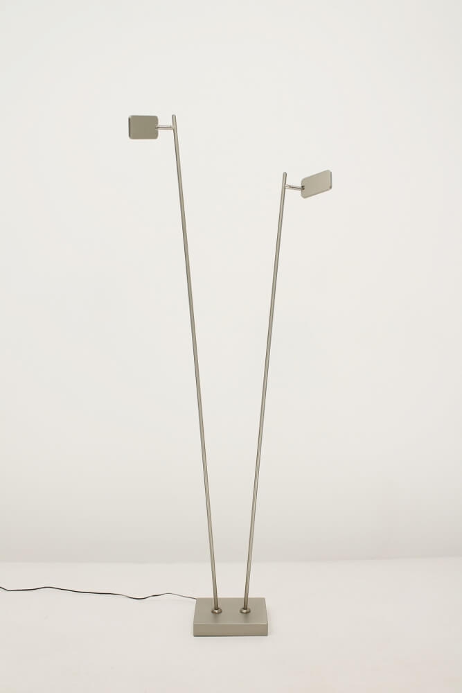 Strakke LED leeslamp PLATE DOUBLE met pulsdimmer | Staal