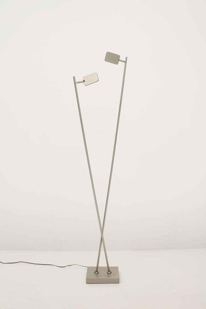 Strakke LED leeslamp PLATE DOUBLE met pulsdimmer | Staal