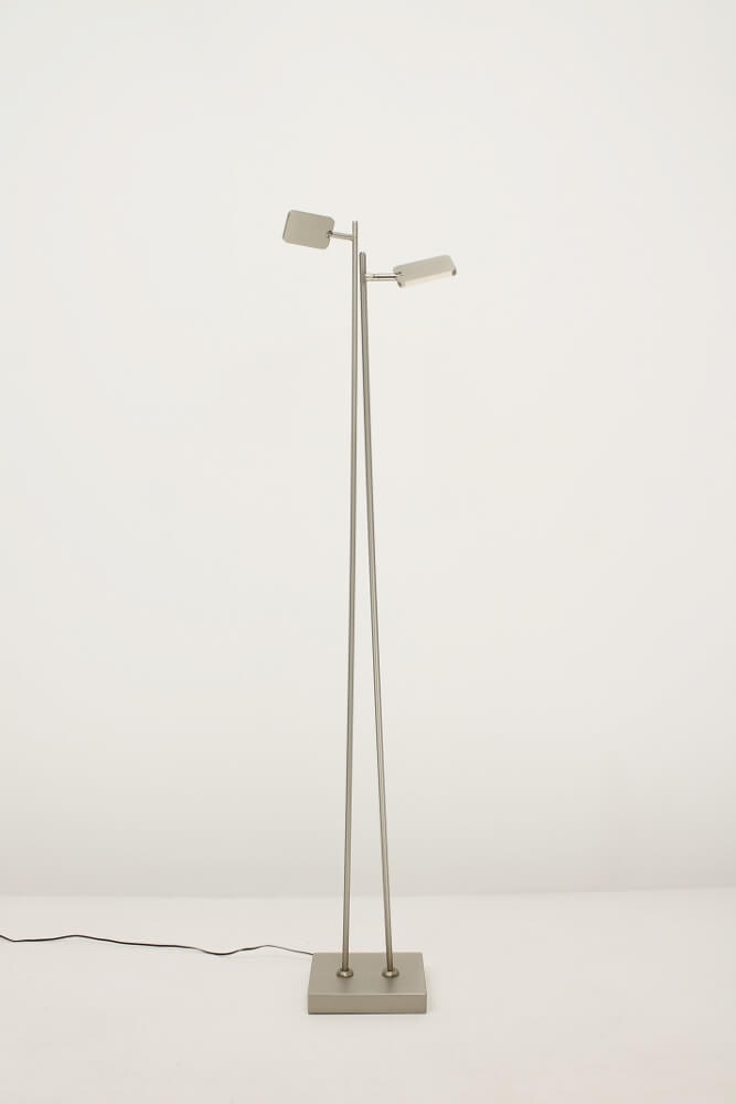 Strakke LED leeslamp PLATE DOUBLE met pulsdimmer | Staal