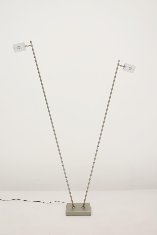 Strakke LED leeslamp PLATE DOUBLE met pulsdimmer | Staal