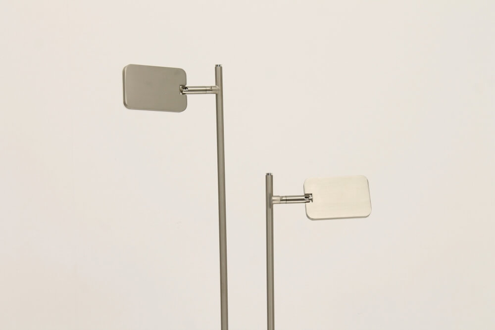 Strakke LED leeslamp PLATE DOUBLE met pulsdimmer | Staal