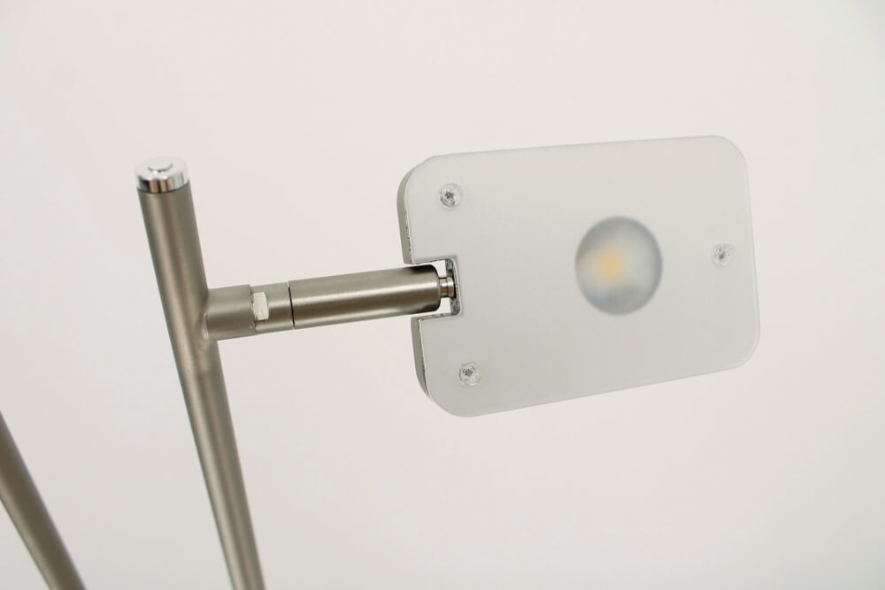 Strakke LED leeslamp PLATE DOUBLE met pulsdimmer | Staal