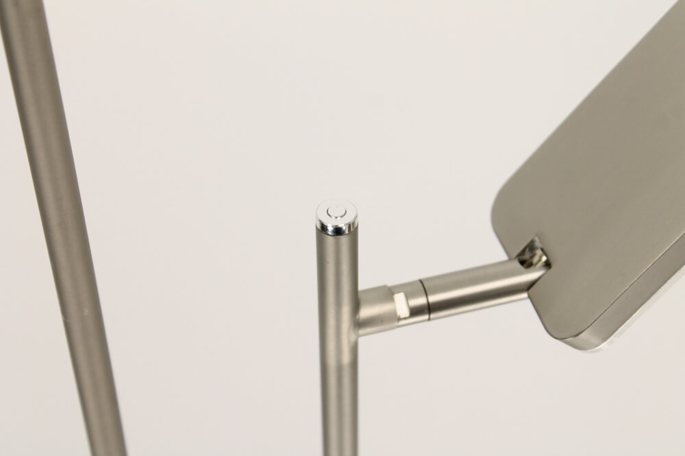 Strakke LED leeslamp PLATE DOUBLE met pulsdimmer | Staal