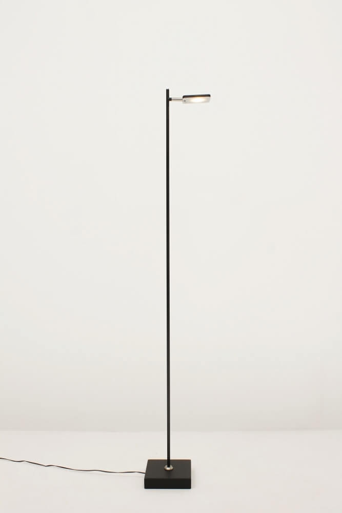 Strakke LED leeslamp PLATE SINGLE met pulsdimmer | Zwart