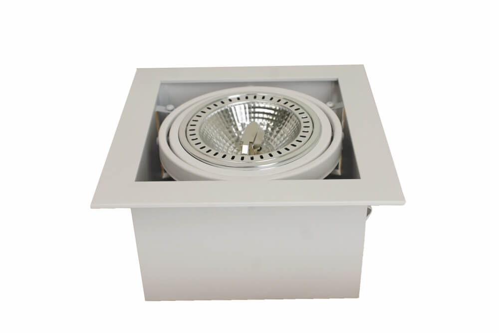 Vierkante inbouwspot AR111 XL met witte rand