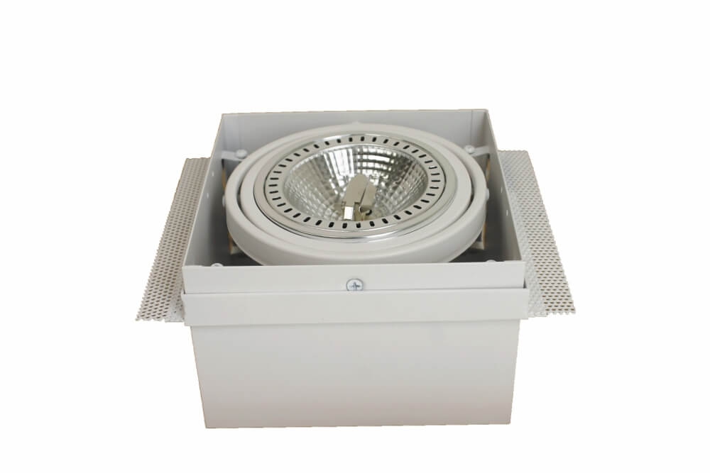 Vierkante inbouwspot AR111 XL met witte rand