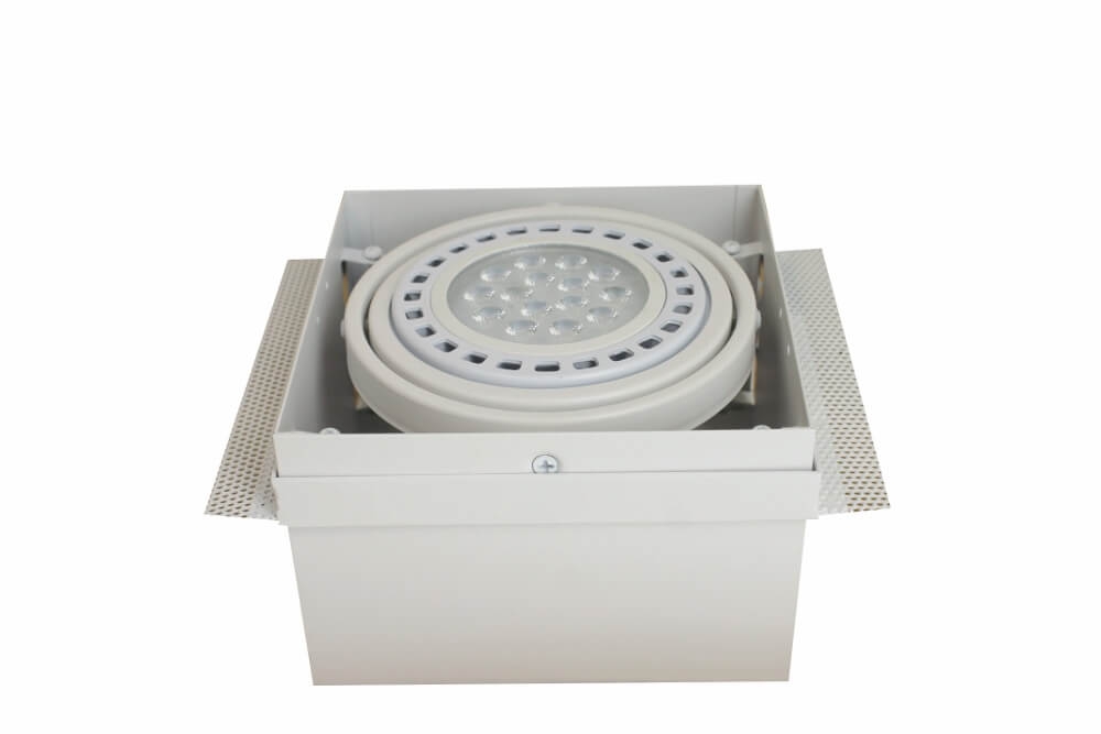 Vierkante inbouwspot AR111 XL met witte rand