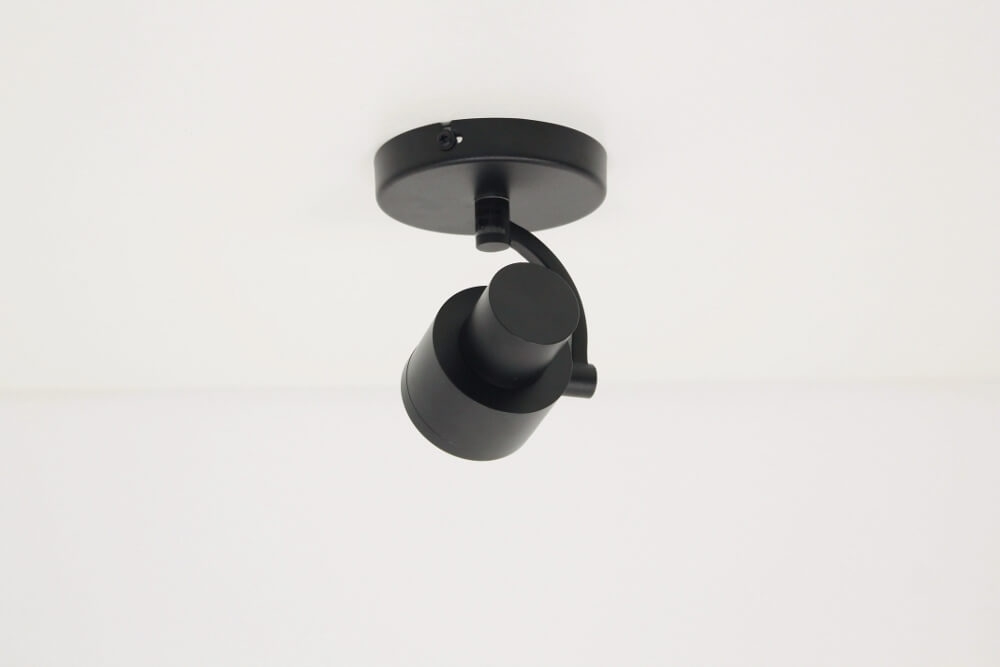 Industriële 1-lichts opbouwspot RENZO rond | Zwart