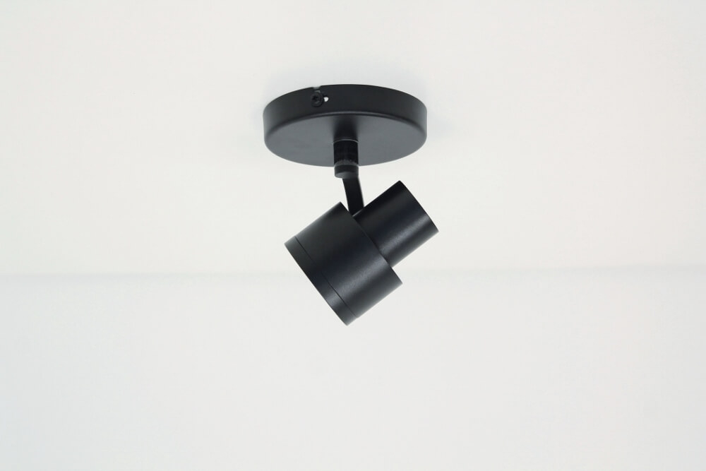 Industriële 1-lichts opbouwspot RENZO rond | Zwart