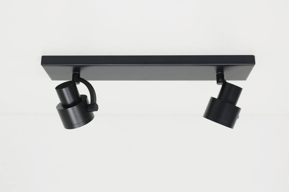 Industriële 2-lichts opbouwspot RENZO balk | Zwart