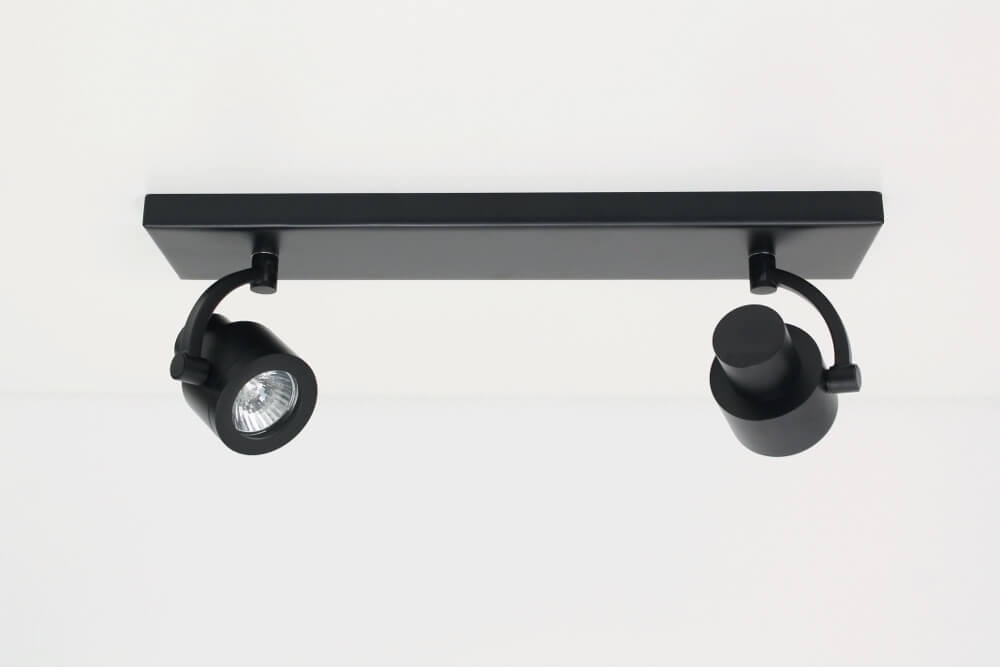 Industriële 2-lichts opbouwspot RENZO balk | Zwart