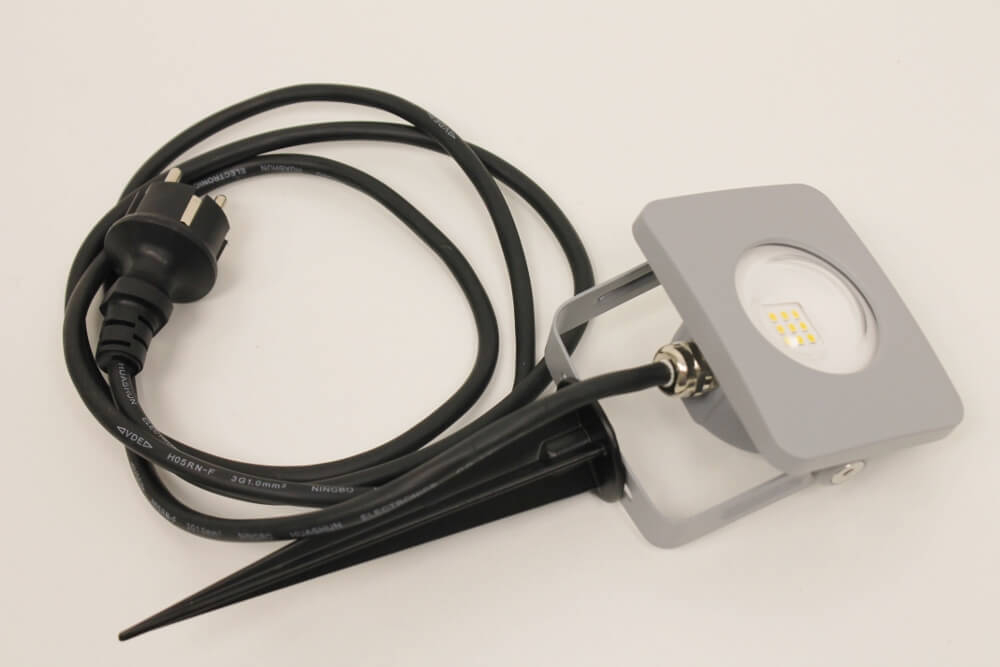 Prikspot / Tuinspot LED FLOOD met grondspies en stekker | Grijs
