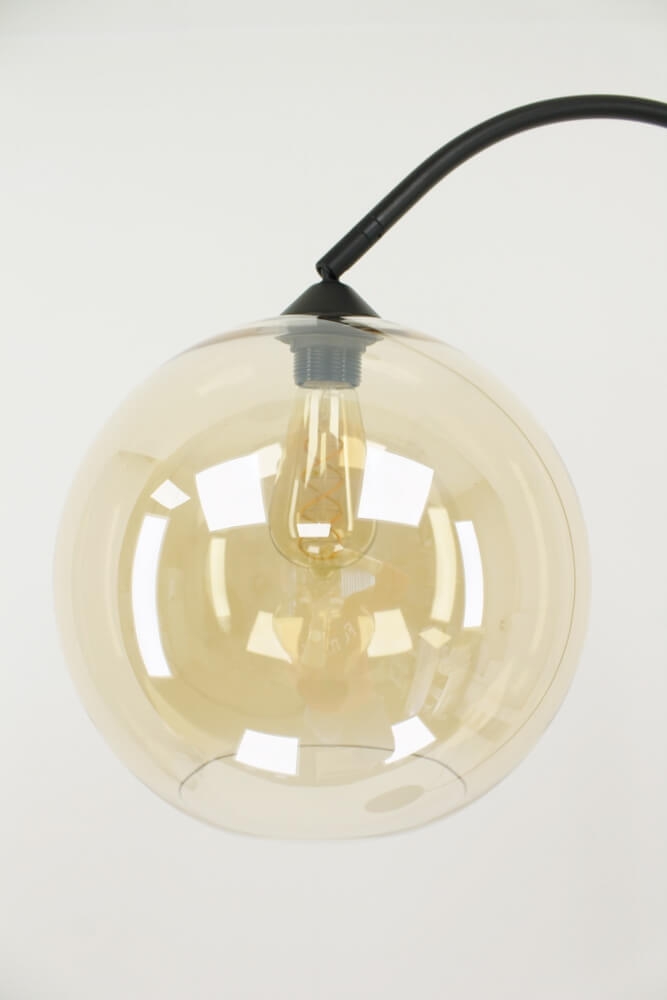 Zwarte booglamp PALATA met goudkleurig glas BALLOON Ø 30 cm