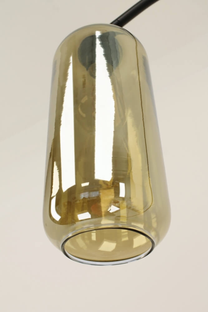 Zwarte booglamp PALATA met smoke fumé glas TINO cilinder Ø 13 cm