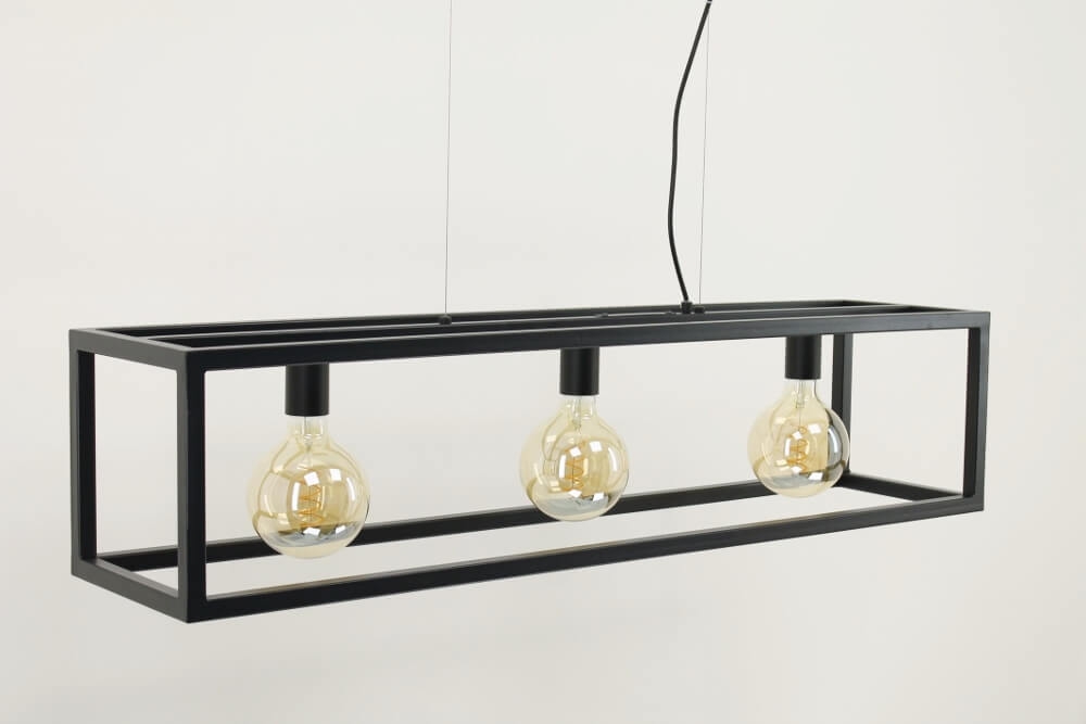 Strak metalen frame hanglamp KOLOS 3-lichts | Zwart