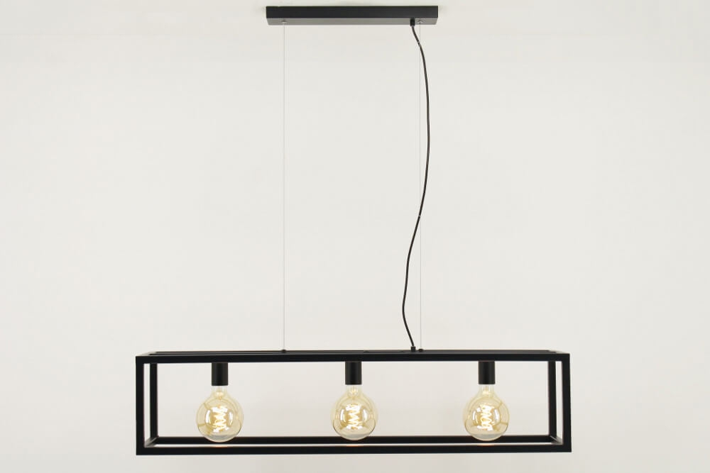 Strak metalen frame hanglamp KOLOS 3-lichts | Zwart