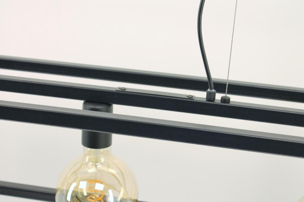 Strak metalen frame hanglamp KOLOS 3-lichts | Zwart