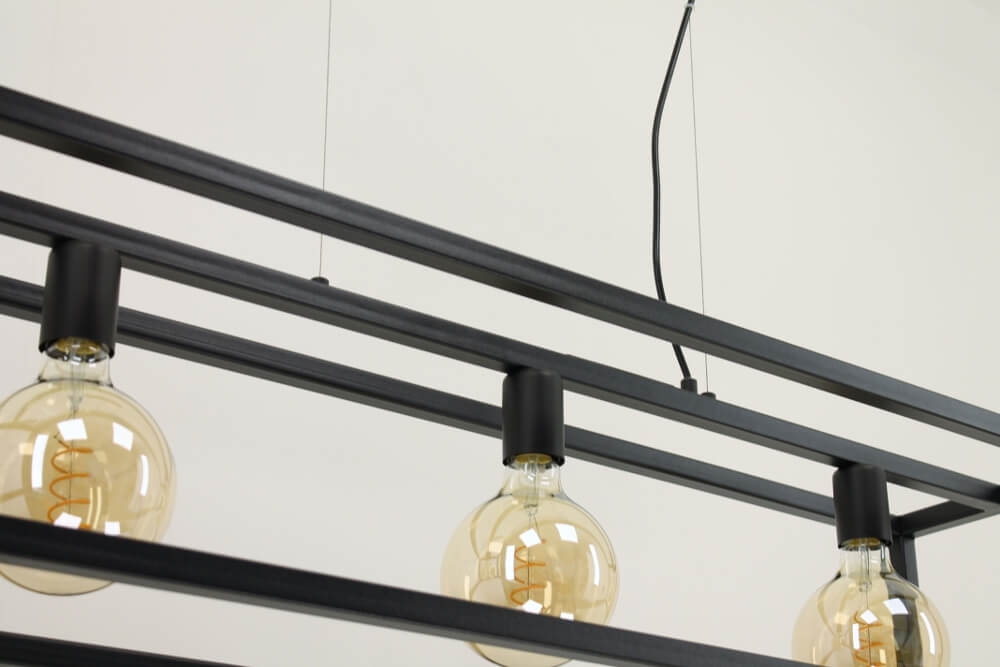 Strak metalen frame hanglamp KOLOS 3-lichts | Zwart