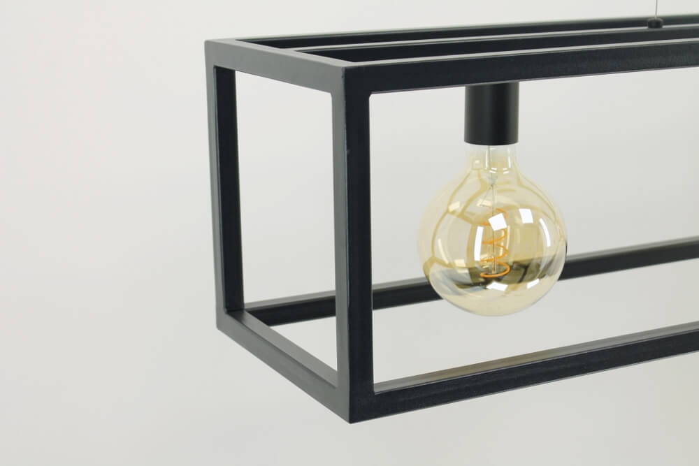 Strak metalen frame hanglamp KOLOS 3-lichts | Zwart