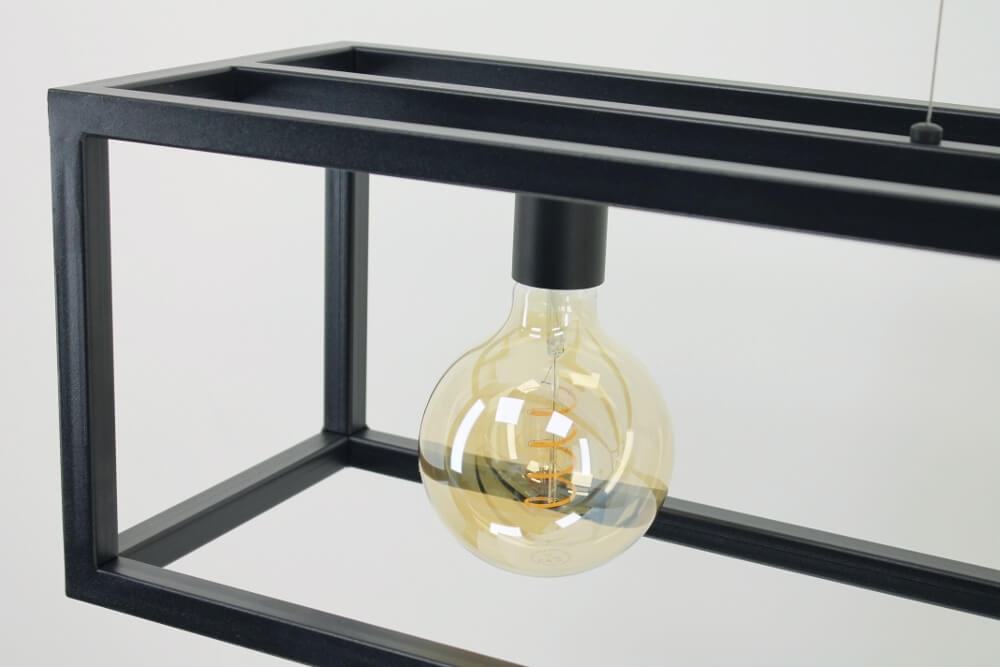Strak metalen frame hanglamp KOLOS 3-lichts | Zwart