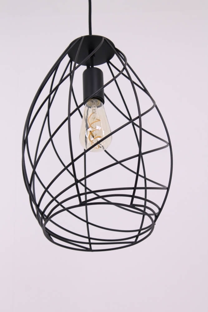 Subtiele zwarte open hanglamp CAMILLO | Klein Ø 30 cm