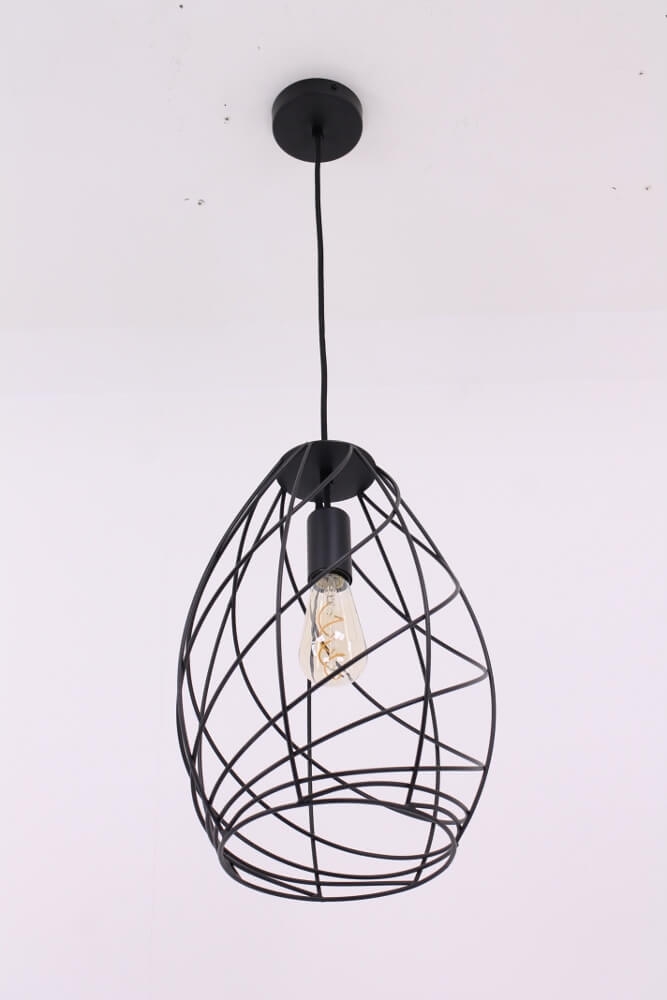 Subtiele zwarte open hanglamp CAMILLO | Klein Ø 30 cm