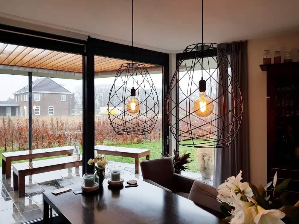 Subtiele zwarte open hanglamp CAMILLO | Middel Ø 43 cm