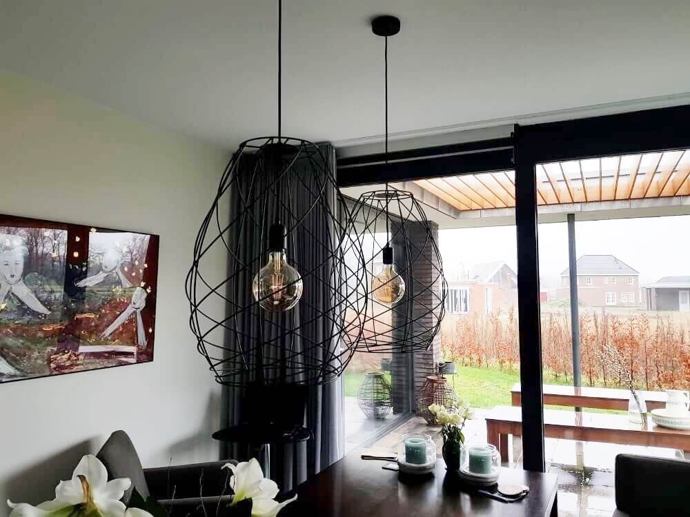 Subtiele zwarte open hanglamp CAMILLO | Middel Ø 43 cm